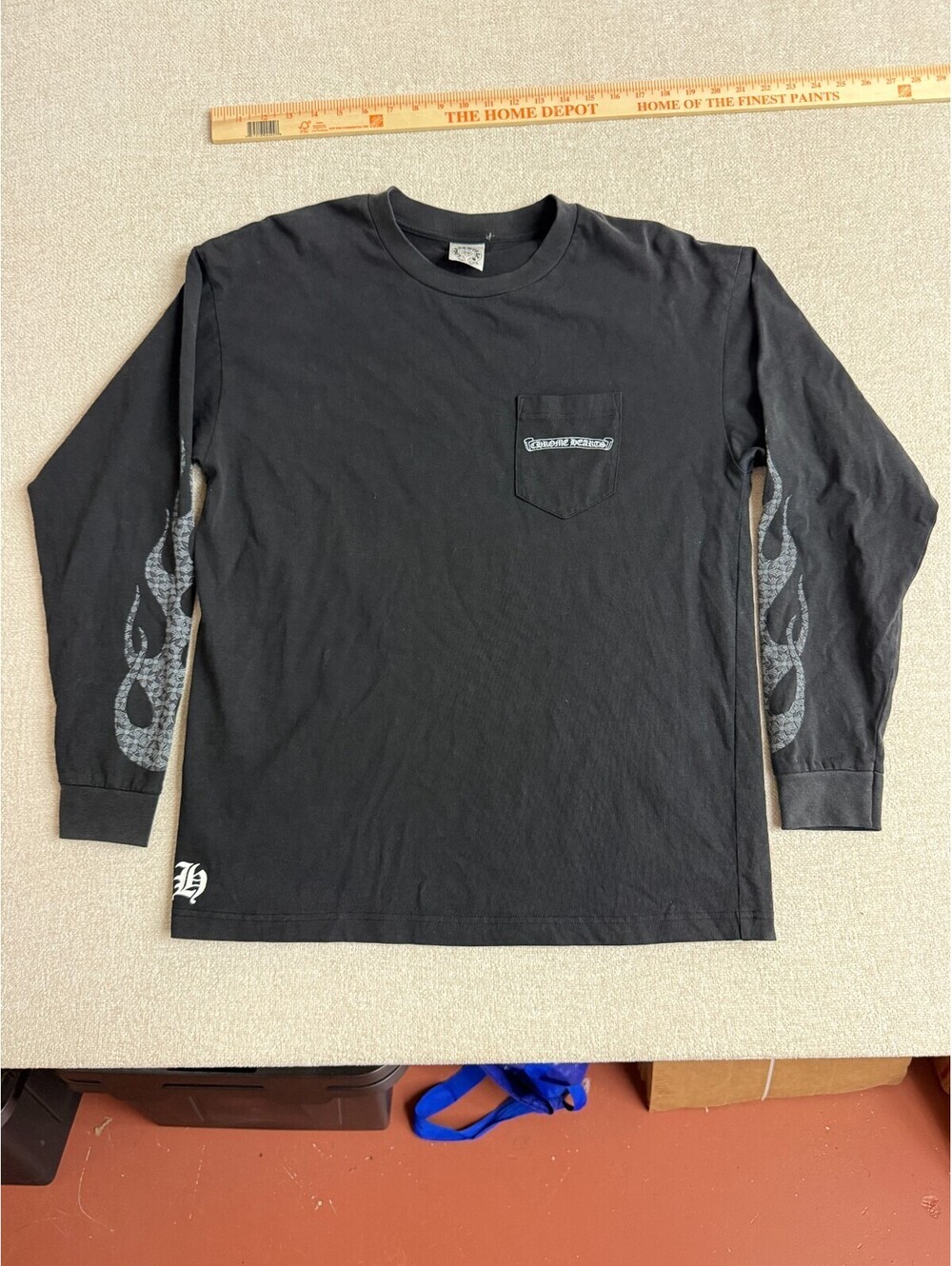 Chrome Hearts Pocket Long Sleeve T-Shirt Mens Size L Large Black Cemetery Cross